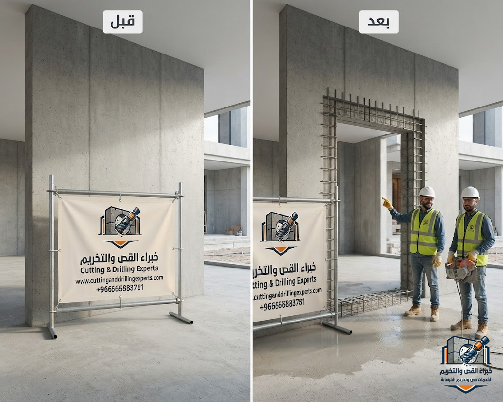 قص الجدران الخرسانية لفتح الأبواب والنوافذ برابغ